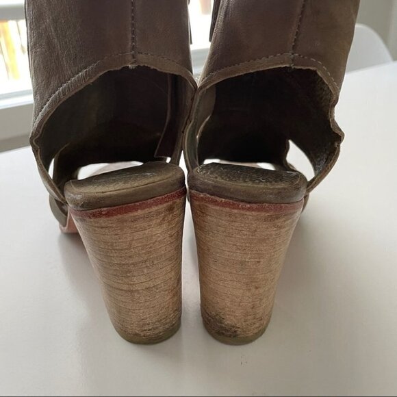 𝅺FREE People Chunky Heel Peep Toe Ankle Zip Booties Womens 7 - Picture 6 of 8